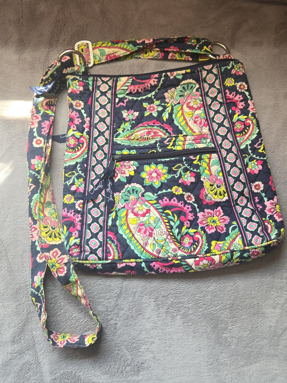 Vera Bradley Black Multicolor Paisley Quilted Crossbody